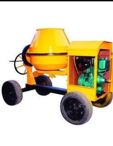 BHASKAR 1 Bag Cement Mixer with Engine – 10/7 CFT Diesel Tilting Drum, 8 HP Heavy Duty