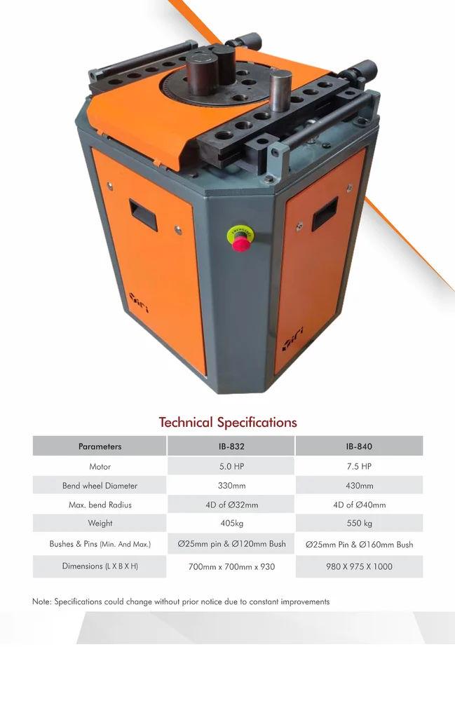 IB 840 Bar Bending Machine 40mm Capacity | 7.5HP Automatic Rebar Bender