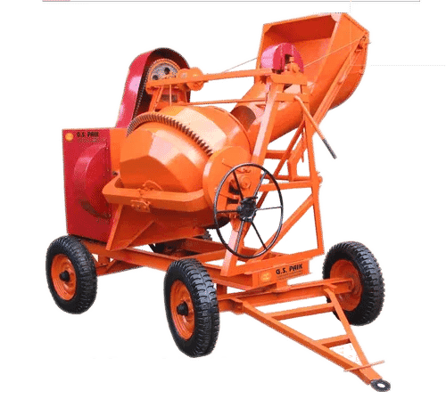 Guru Kripa 700L Hydraulic Hopper Concrete Mixer | MS Body, 4 Wheels, Industrial Use