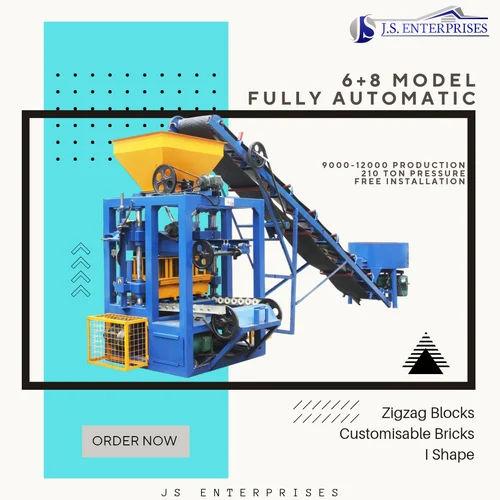 6+8 Fully Automatic Cement Brick Making Machine | 210 Ton Hydraulic Block Machine