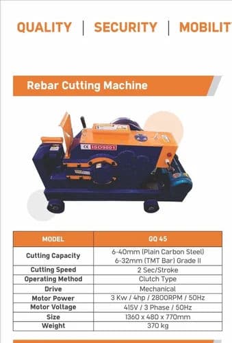GQ45 Rebar Cutting Machine | 6–40 mm Steel Bar Cutting Capacity