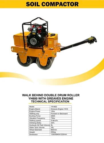 J & K Single Drum Roller 500L Capacity – Heavy Duty Soil Compactor