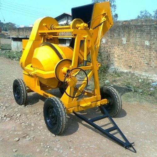 Balajee Hopper CEMENT Mixer Machine – Semi-Automatic MS Build, 4 Wheel Mobile Construction Mixer