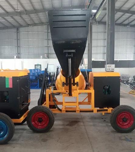 Concrete Mixer with Hydraulic Hopper 400L | Diesel Semi Automatic 7 Cu Ft