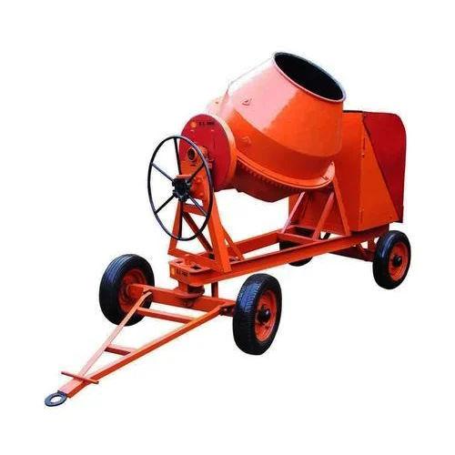 Portable Hopper Concrete Mixer 500L Semi Automatic Cast Iron 4 Wheel Construction