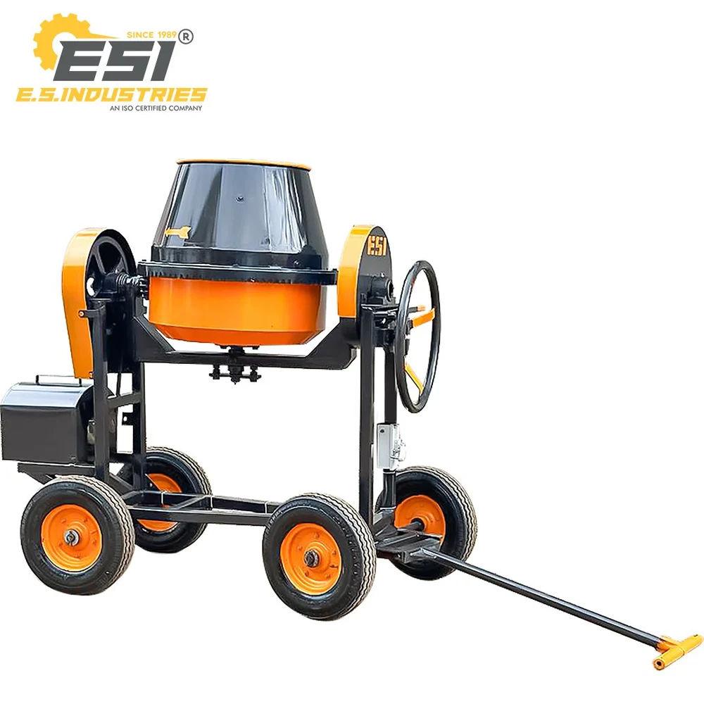 ESI 7/5 CFT Diesel Cement Mixer Machine 6 HP Tilting Drum Semi-Automatic Construction Mixer