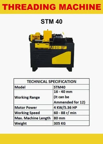 STM40 Bar Threading Machine 40 mm | Fully Automatic Rebar Threader 2