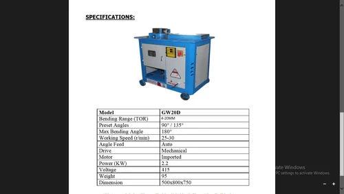 GW20D TMT Ring Bending Machine 20 mm | 3 HP Automatic Rebar Bender 180° 1